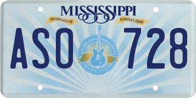 MS license plate ASO728