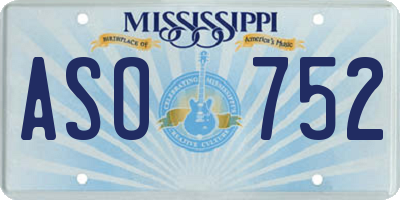 MS license plate ASO752