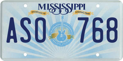 MS license plate ASO768