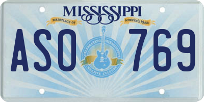 MS license plate ASO769