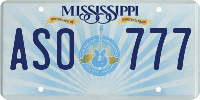 MS license plate ASO777