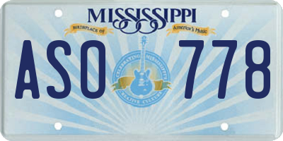 MS license plate ASO778