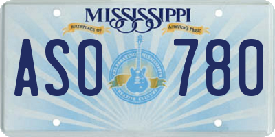 MS license plate ASO780