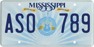 MS license plate ASO789