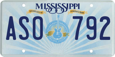 MS license plate ASO792
