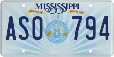 MS license plate ASO794