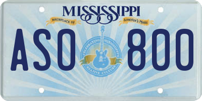 MS license plate ASO800