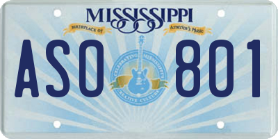 MS license plate ASO801