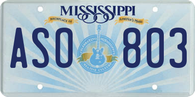 MS license plate ASO803