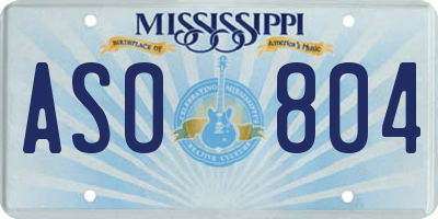MS license plate ASO804