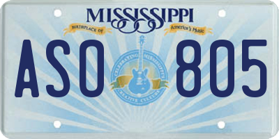 MS license plate ASO805