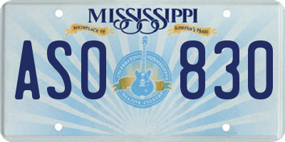 MS license plate ASO830