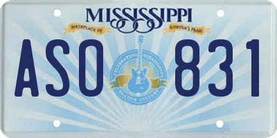 MS license plate ASO831