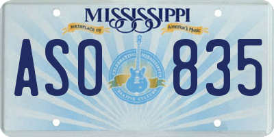 MS license plate ASO835