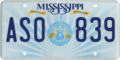 MS license plate ASO839