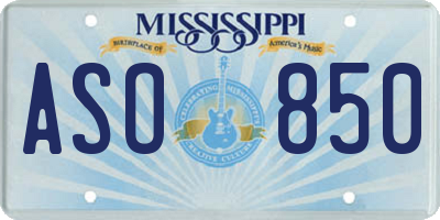 MS license plate ASO850