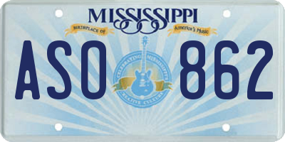 MS license plate ASO862