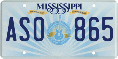 MS license plate ASO865