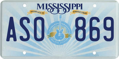 MS license plate ASO869