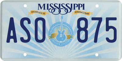 MS license plate ASO875