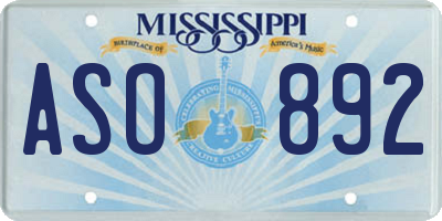 MS license plate ASO892