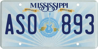 MS license plate ASO893