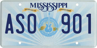 MS license plate ASO901
