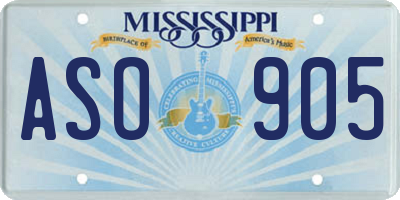 MS license plate ASO905