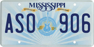 MS license plate ASO906