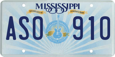 MS license plate ASO910
