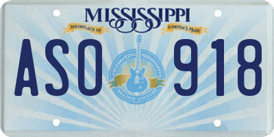 MS license plate ASO918
