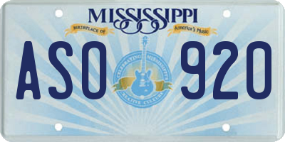 MS license plate ASO920