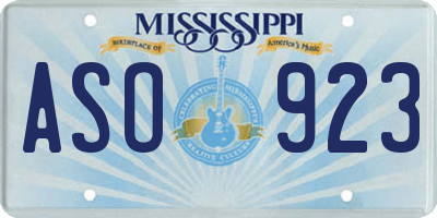 MS license plate ASO923
