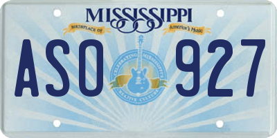 MS license plate ASO927