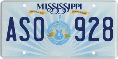 MS license plate ASO928