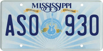 MS license plate ASO930