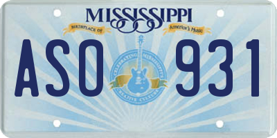 MS license plate ASO931