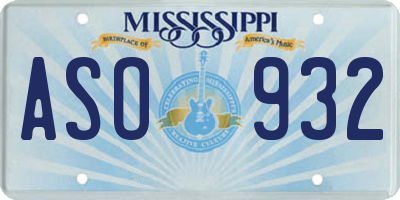 MS license plate ASO932