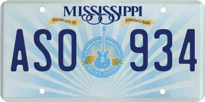 MS license plate ASO934