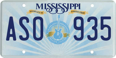 MS license plate ASO935