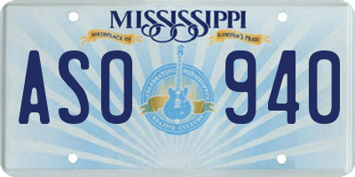 MS license plate ASO940