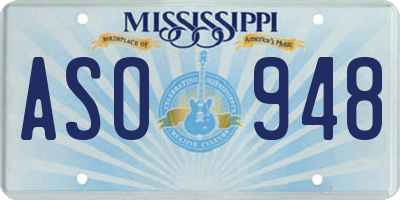 MS license plate ASO948