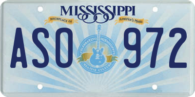 MS license plate ASO972