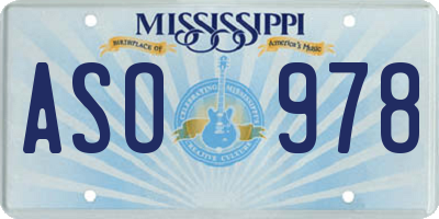 MS license plate ASO978