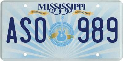 MS license plate ASO989