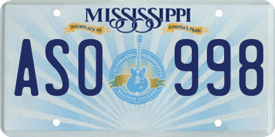 MS license plate ASO998