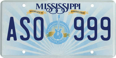 MS license plate ASO999