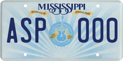MS license plate ASP000
