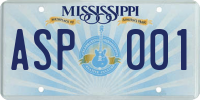MS license plate ASP001
