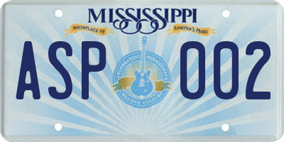 MS license plate ASP002